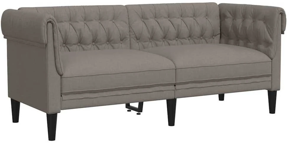 Dvivietė chesterfield sofa, taupe spalvos, audinys