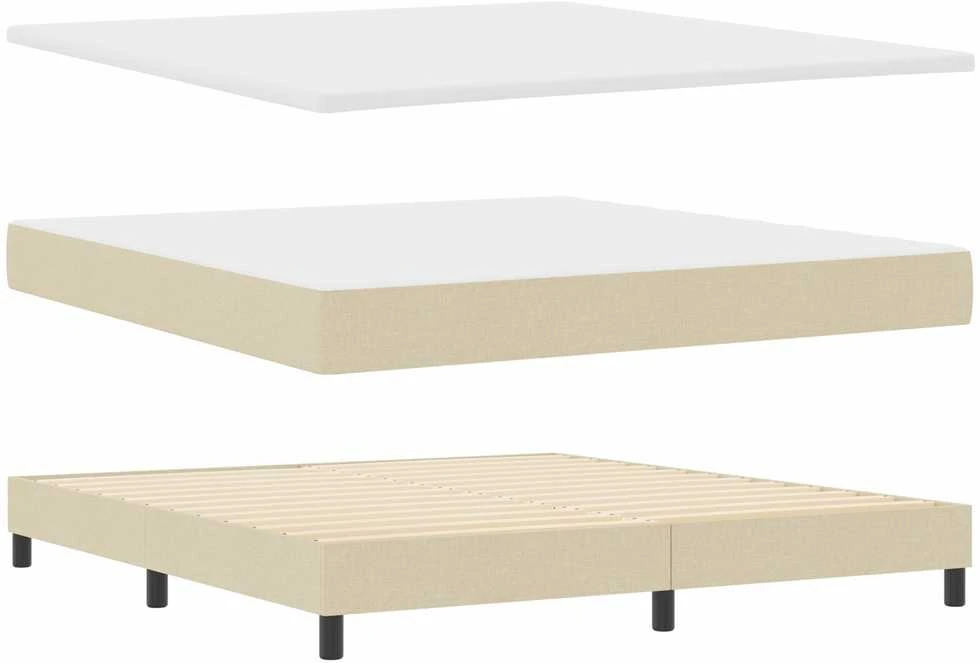 Kiemas lova su LED juostelėmis Kreminė 180 x 200 cm audinys