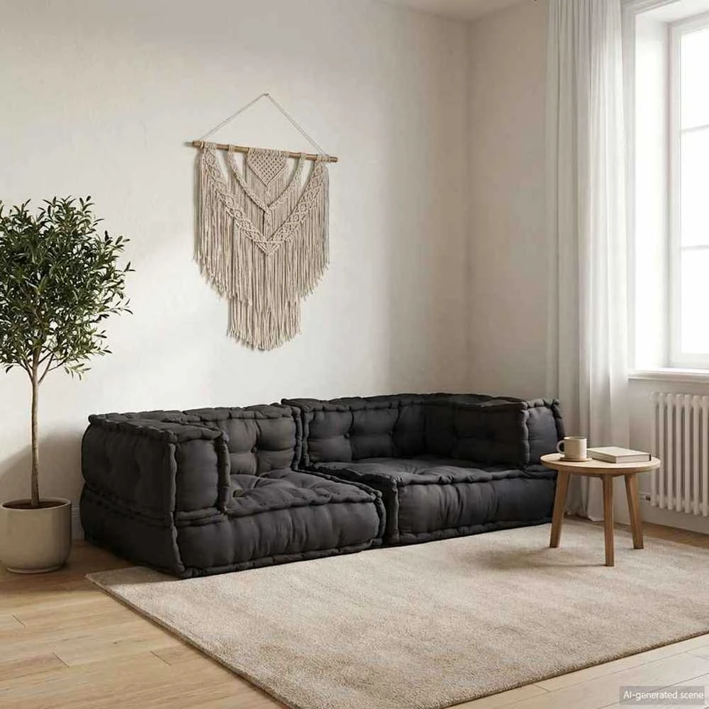 Dvivietė modulinė sofa, antracito spalvos, 140x70x36, audinys