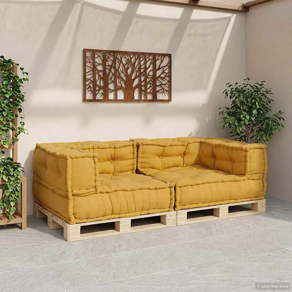 Dvivietė modulinė sofa, geltona, 140x70x36, audinys
