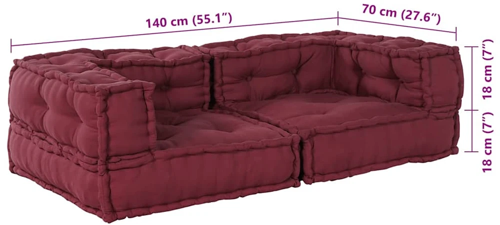 Dvivietė modulinė sofa, kaštoninės spalvos, 140x70x36, audinys