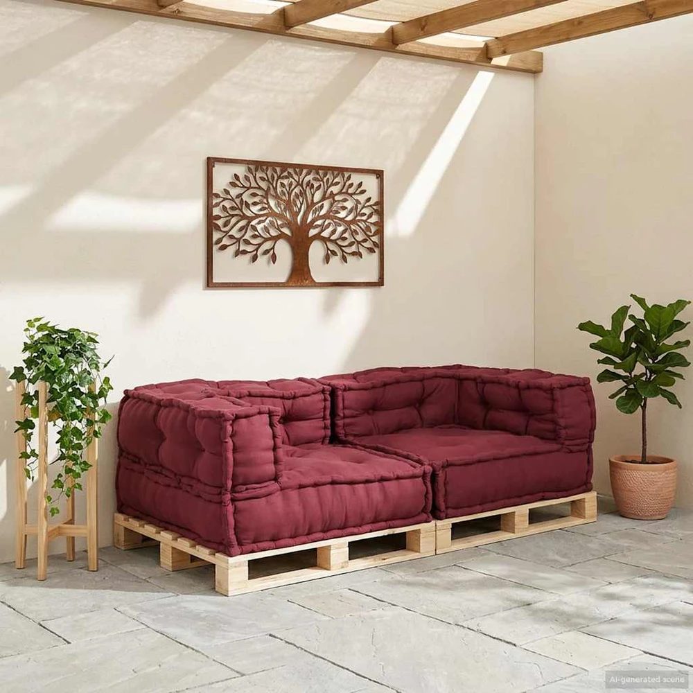 Dvivietė modulinė sofa, kaštoninės spalvos, 140x70x36, audinys
