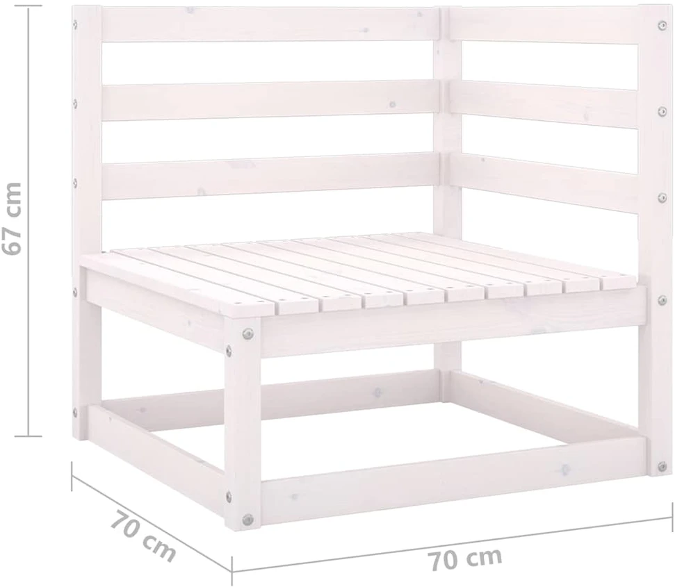 Dvivietė sodo sofa, baltos spalvos, pušies medienos masyvas