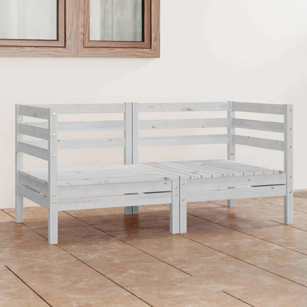 Dvivietė sodo sofa, baltos spalvos, pušies medienos masyvas