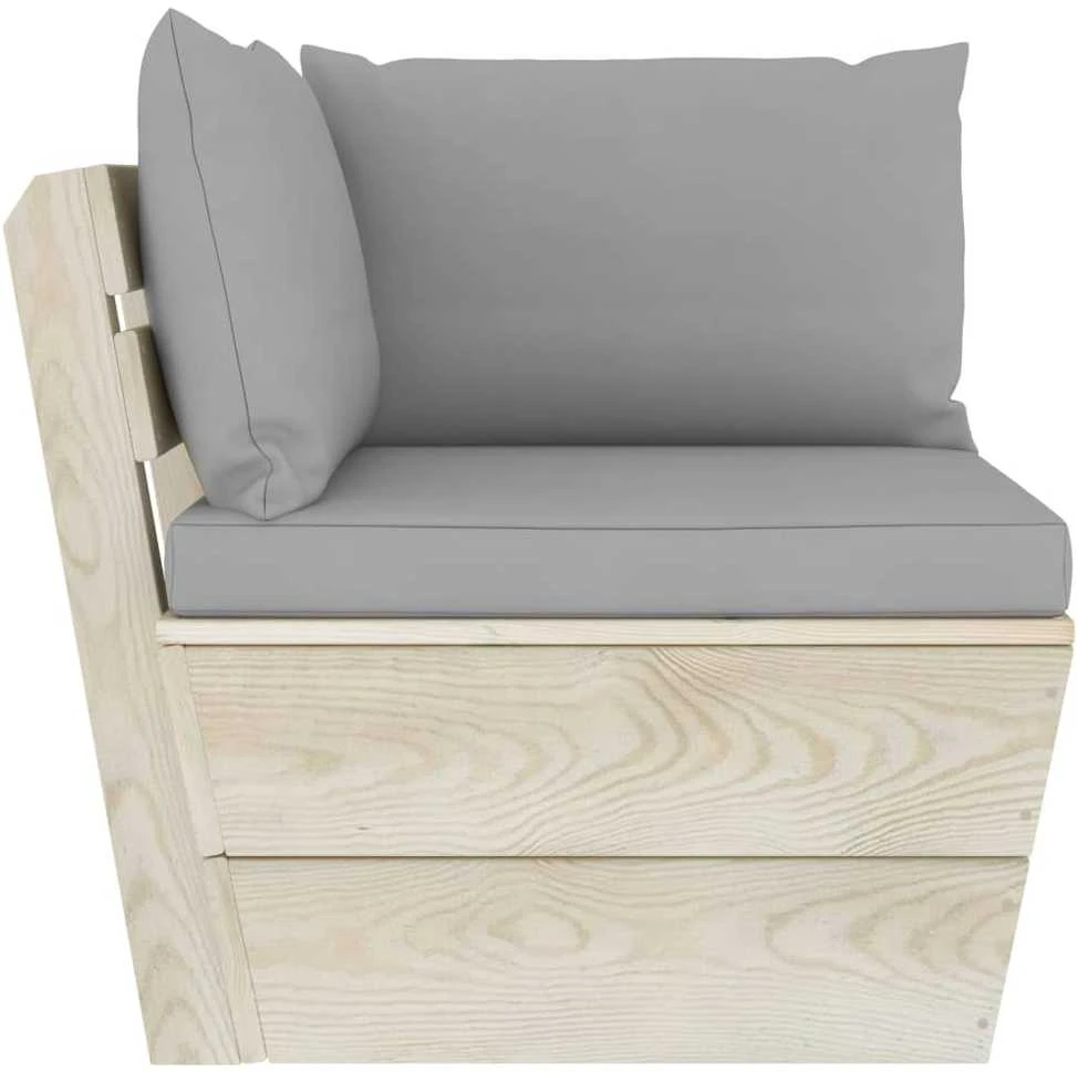 Lauko baldų komplektas Dvivietė sodo sofa iš palečių su pagalvėlėmis, eglės mediena