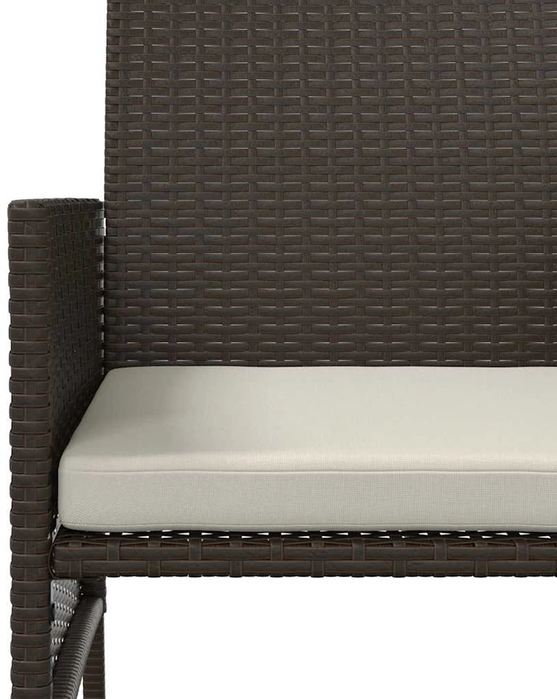 Dvivietė sodo sofa su arbatiniu staliuku, ruda, poliratanas