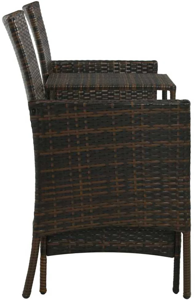 Dvivietė sodo sofa su arbatiniu staliuku, ruda, poliratanas