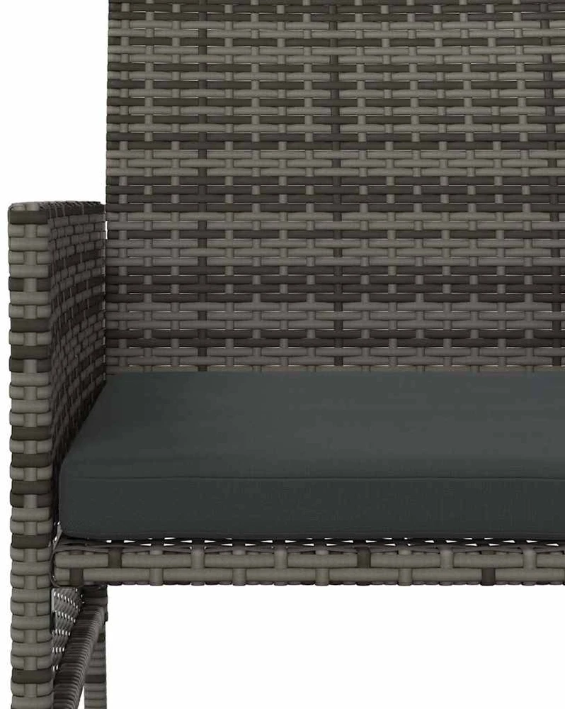 Lauko baldų komplektas Dvivietė sodo sofa su arbatos staliuku, pilka, poliratanas