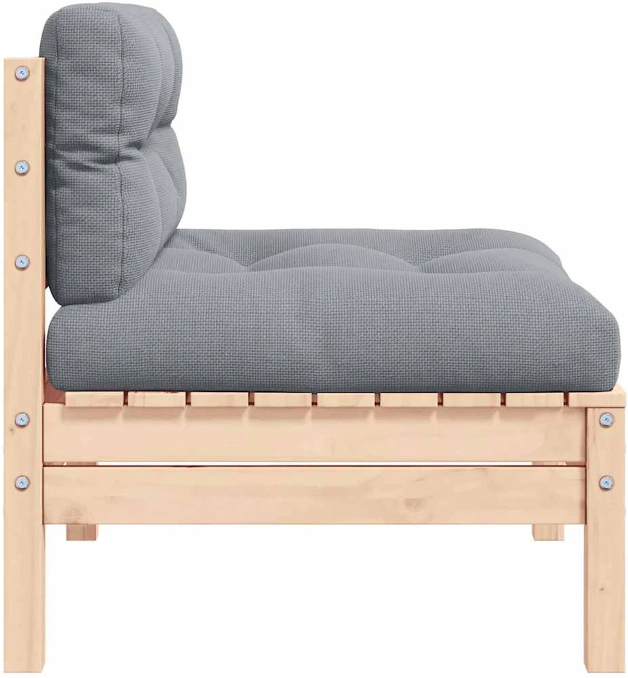 Dvivietė sodo sofa su kreminėmis pagalvėlėmis, pušies masyvas