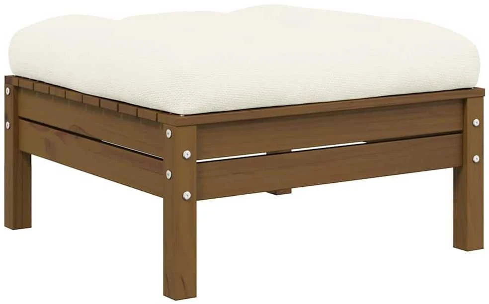 Dvivietė sodo sofa su kreminėmis pagalvėlėmis, pušies masyvas
