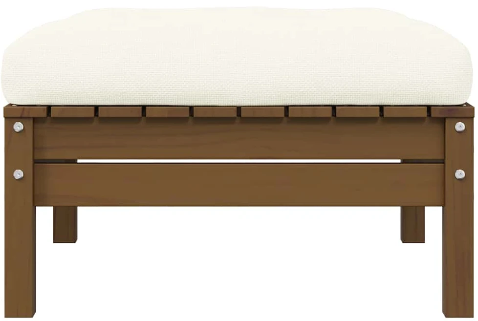 Dvivietė sodo sofa su kreminėmis pagalvėlėmis, pušies masyvas