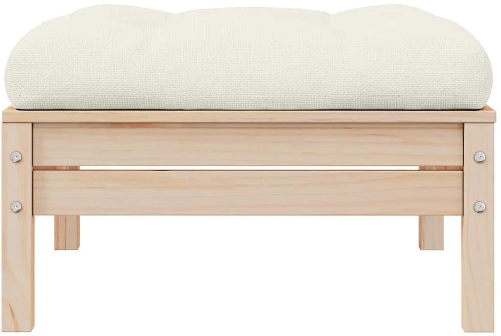 Dvivietė sodo sofa su kreminėmis pagalvėlėmis, pušies masyvas