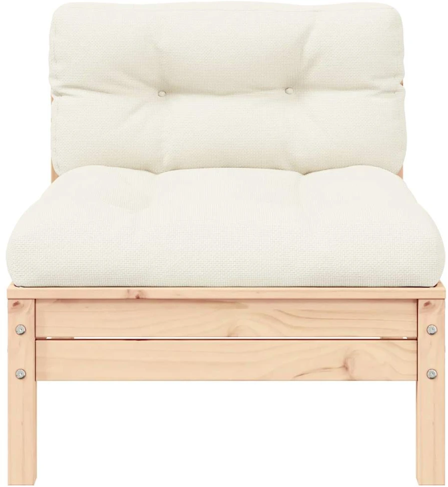 Dvivietė sodo sofa su kreminėmis pagalvėlėmis, pušies masyvas