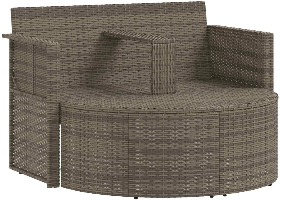 Dvivietė sodo sofa su pagalv. ir skėčiu, rudos sp., poliratanas
