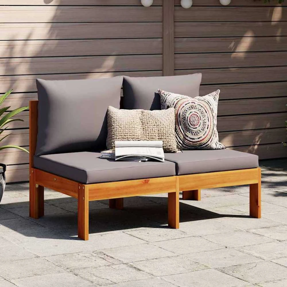 Dvivietė sodo sofa su pagalvėlėmis, akacijos medienos masyvas