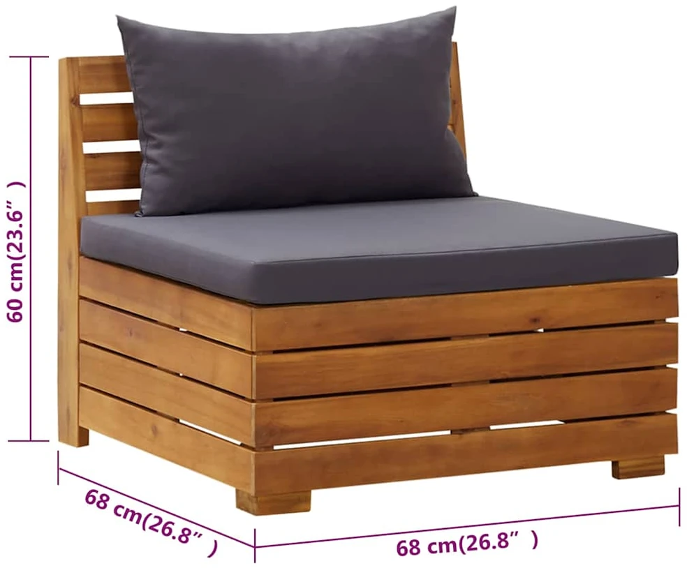 Dvivietė sodo sofa su pagalvėlėmis, akacijos medienos masyvas
