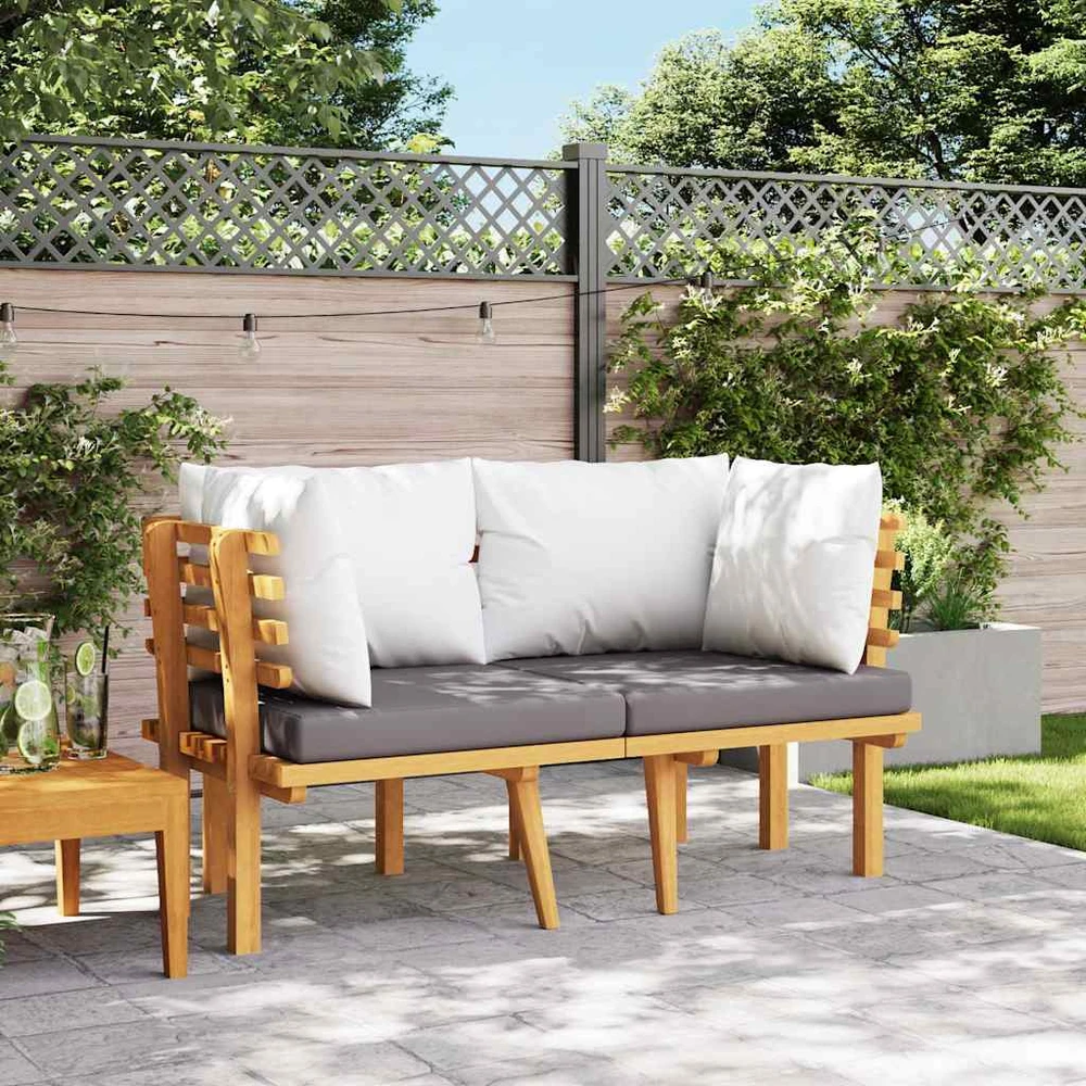 Dvivietė sodo sofa su pagalvėlėmis, akacijos medienos masyvas