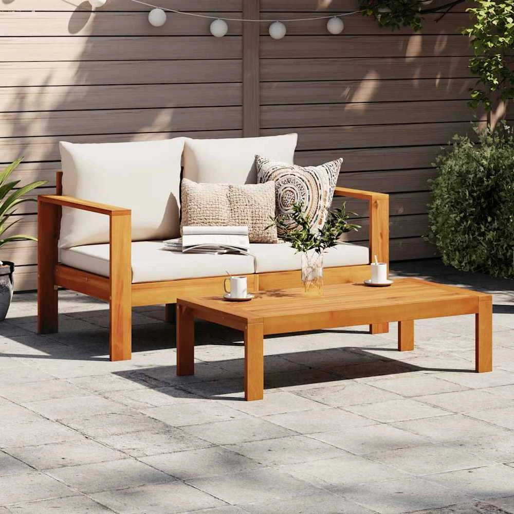 Dvivietė sodo sofa su pagalvėlėmis, akacijos medienos masyvas