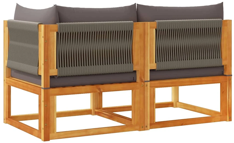 Dvivietė sodo sofa su pagalvėlėmis, akacijos medienos masyvas
