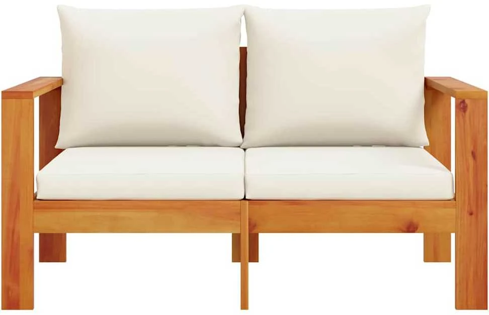 Dvivietė sodo sofa su pagalvėlėmis, akacijos medienos masyvas