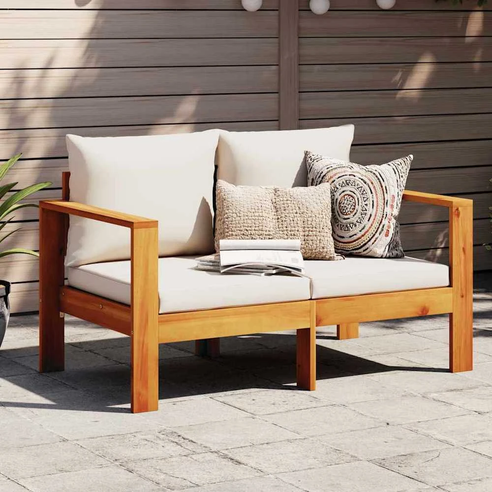 Dvivietė sodo sofa su pagalvėlėmis, akacijos medienos masyvas