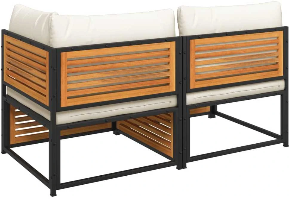 Dvivietė sodo sofa su pagalvėlėmis, akacijos medienos masyvas