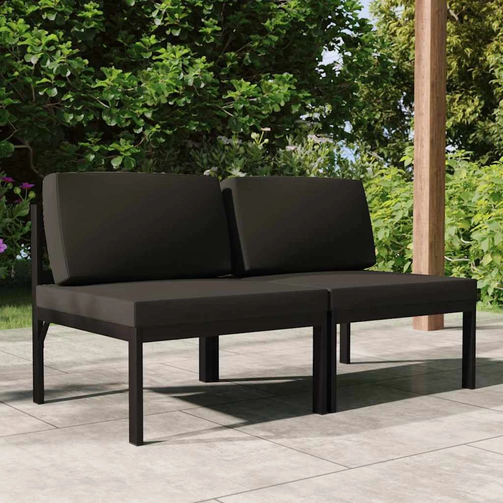 Dvivietė sodo sofa su pagalvėlėmis, antracito, aliuminis