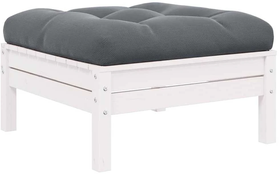 Dvivietė sodo sofa su pagalvėlėmis, balta, pušies masyvas