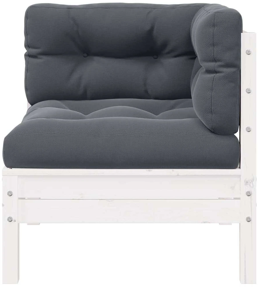 Dvivietė sodo sofa su pagalvėlėmis, balta, pušies masyvas