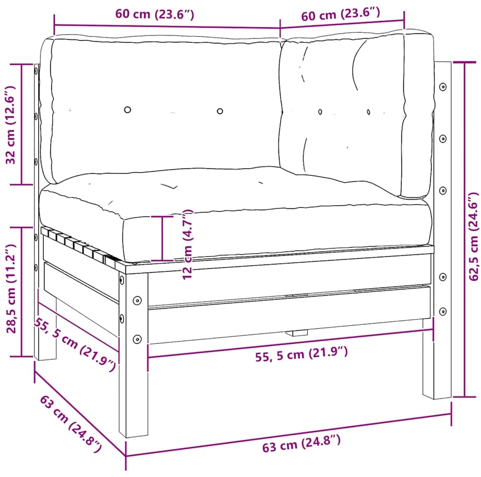 Dvivietė sodo sofa su pagalvėlėmis, balta, pušies masyvas