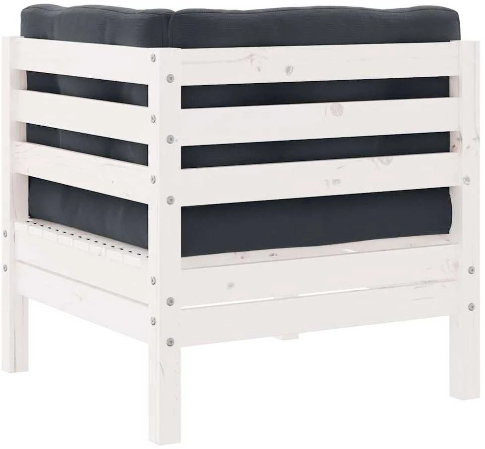 Dvivietė sodo sofa su pagalvėlėmis, balta, pušies masyvas
