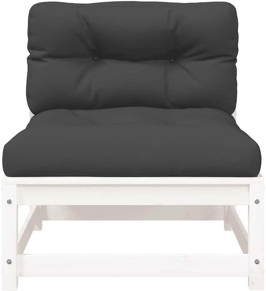 Dvivietė sodo sofa su pagalvėlėmis, balta, pušies masyvas