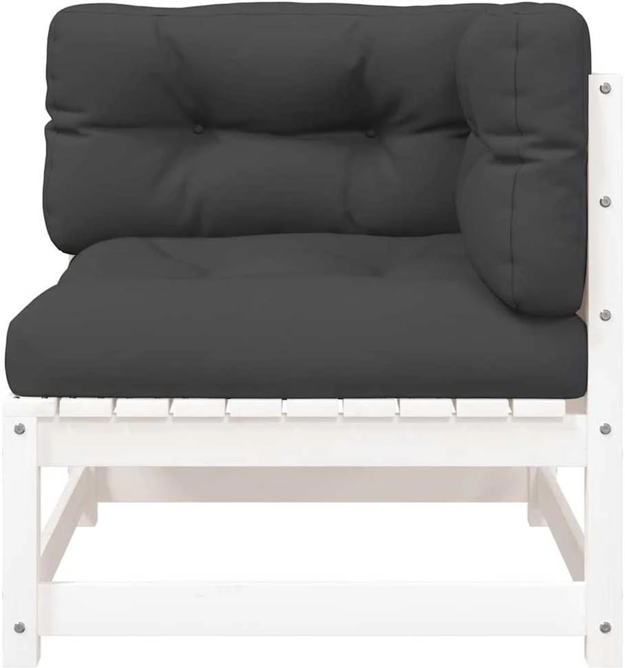 Dvivietė sodo sofa su pagalvėlėmis, balta, pušies masyvas