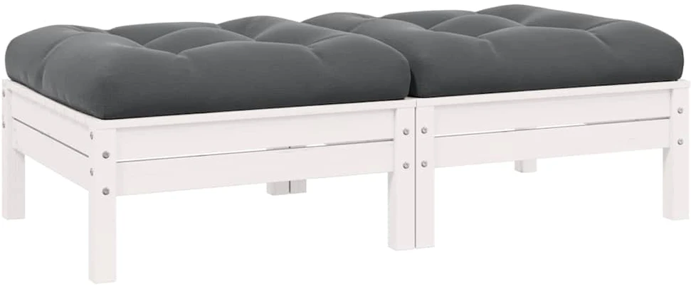 Dvivietė sodo sofa su pagalvėlėmis, balta, pušies masyvas