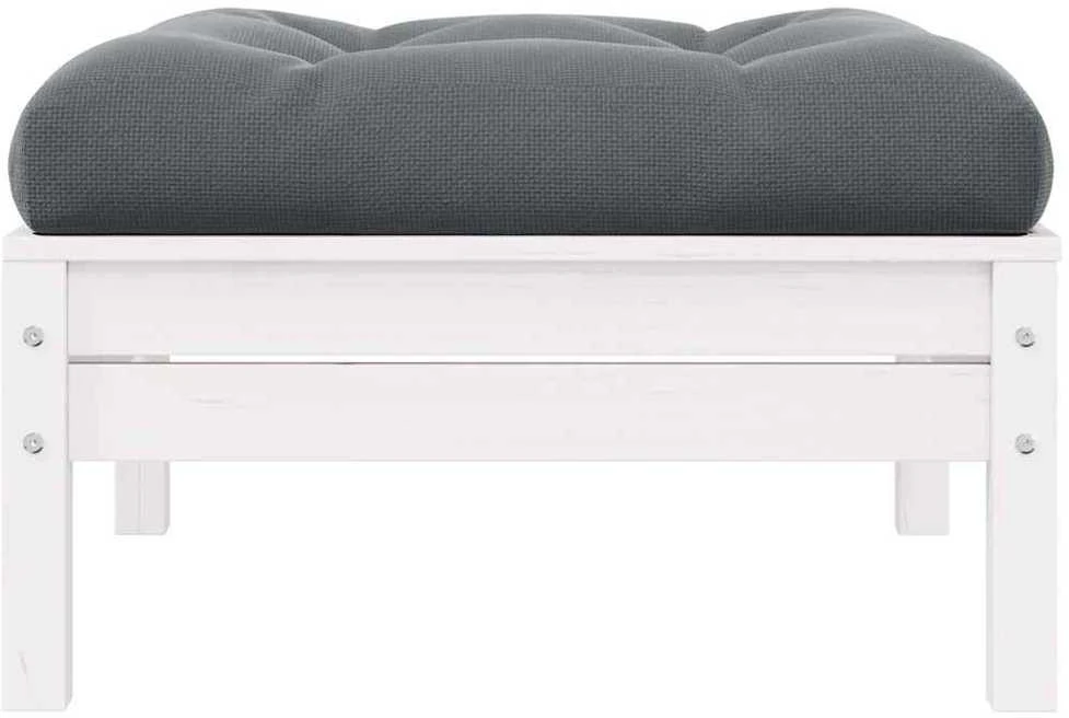 Dvivietė sodo sofa su pagalvėlėmis, balta, pušies masyvas