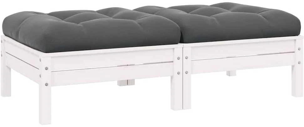 Dvivietė sodo sofa su pagalvėlėmis, balta, pušies masyvas
