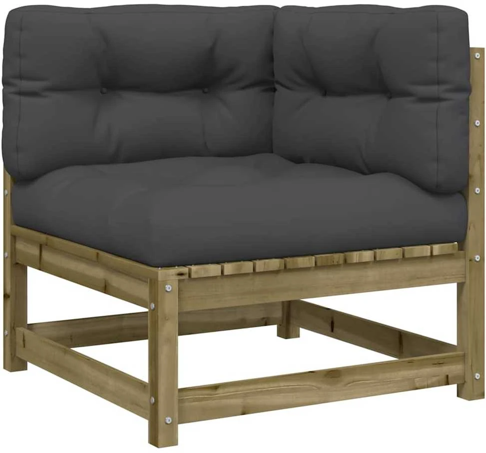 Dvivietė sodo sofa su pagalvėlėmis, impregnuota pušies mediena