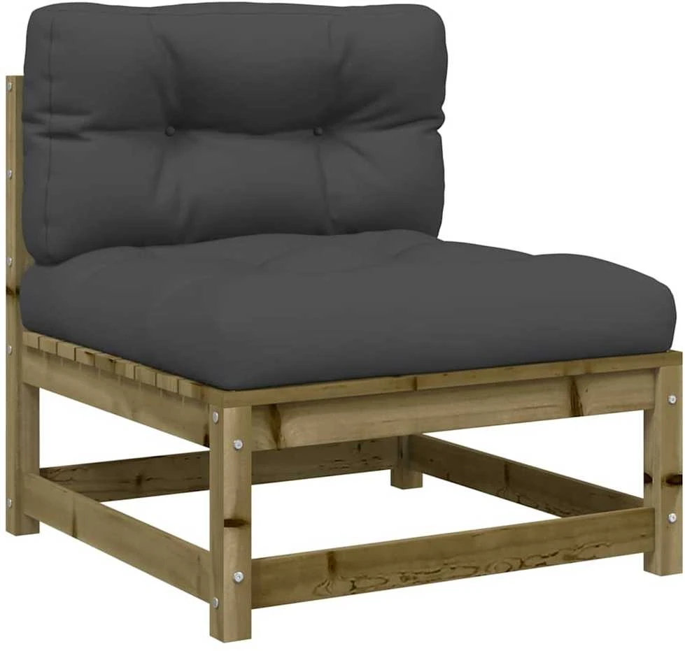 Dvivietė sodo sofa su pagalvėlėmis, impregnuota pušies mediena