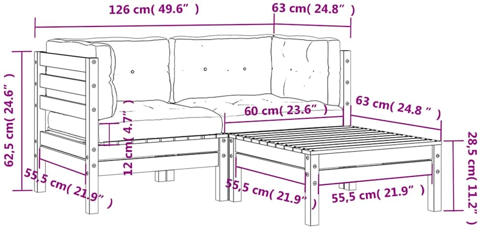 Dvivietė sodo sofa su pagalvėlėmis ir pakoja