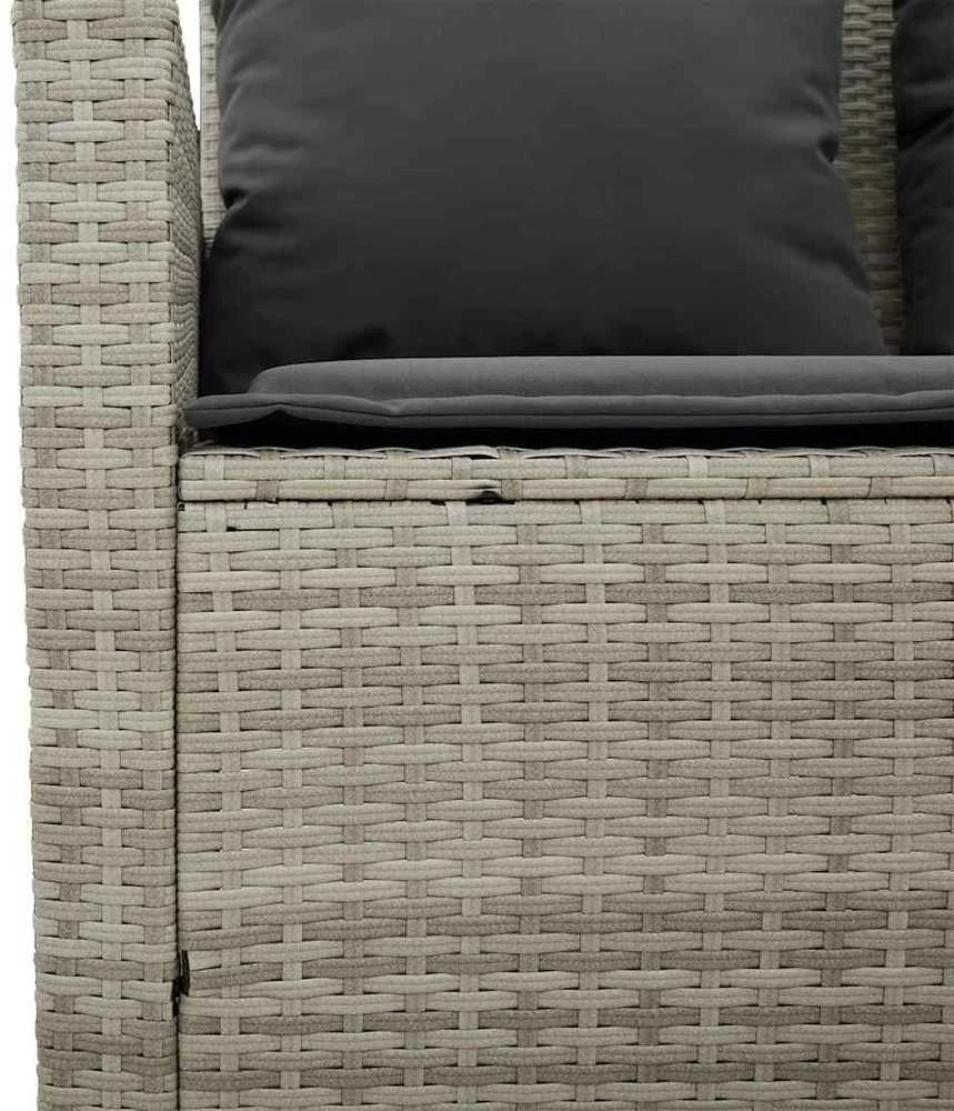 Dvivietė sodo sofa su pagalvėlėmis ir staliuku, šviesiai pilka