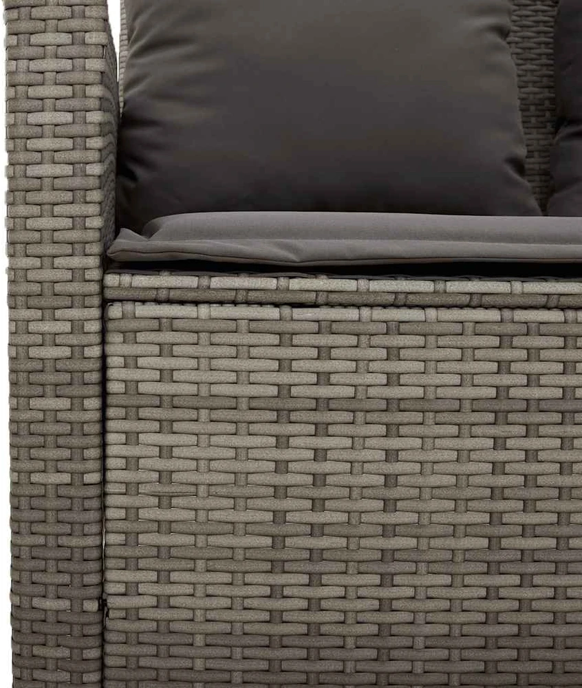Dvivietė sodo sofa su pagalvėlėmis ir staliuku, pilkos spalvos