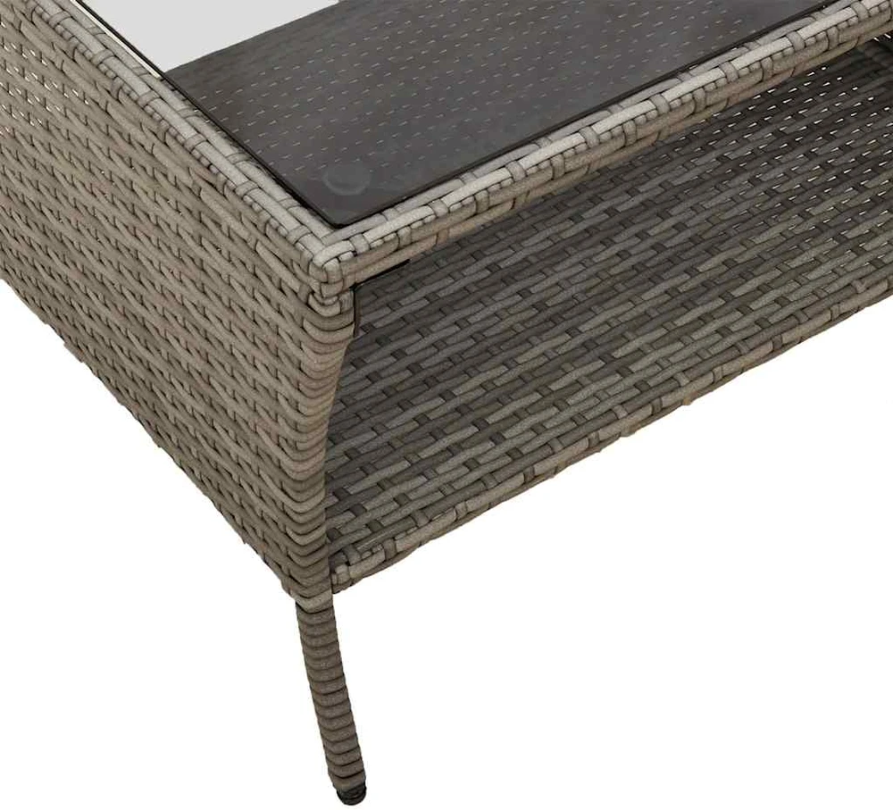 Dvivietė sodo sofa su pagalvėlėmis ir staliuku, pilkos spalvos