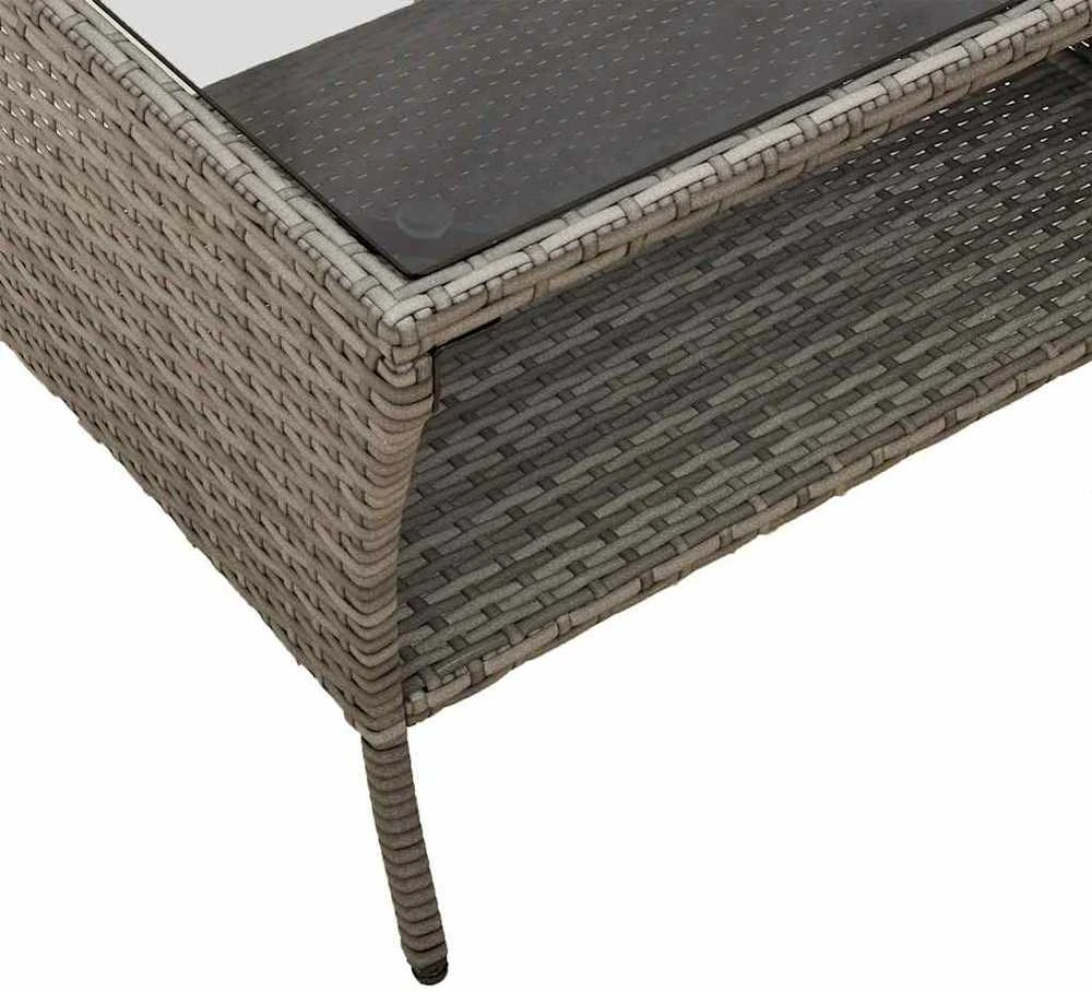 Dvivietė sodo sofa su pagalvėlėmis ir staliuku, pilkos spalvos