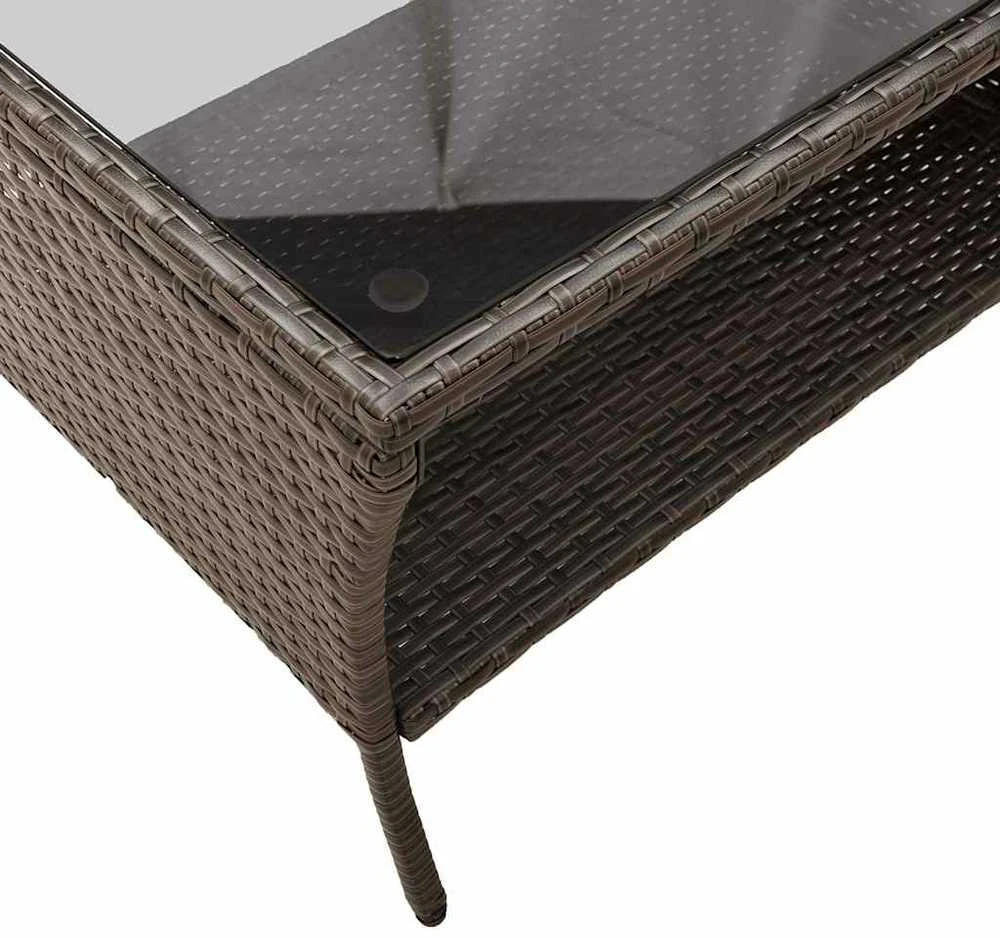 Dvivietė sodo sofa su pagalvėlėmis ir staliuku, rudos spalvos