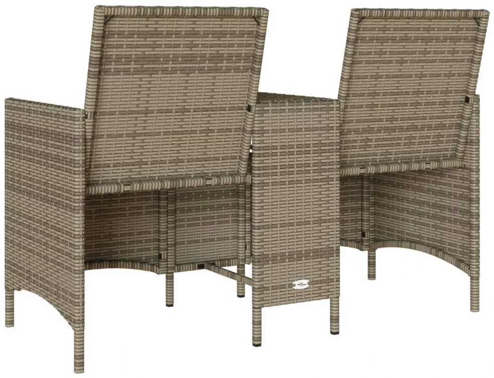 Dvivietė sodo sofa su pagalvėlėmis ir staliuku, pilkos spalvos