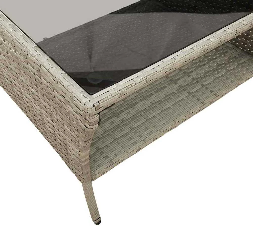 Dvivietė sodo sofa su pagalvėlėmis ir staliuku, šviesiai pilka