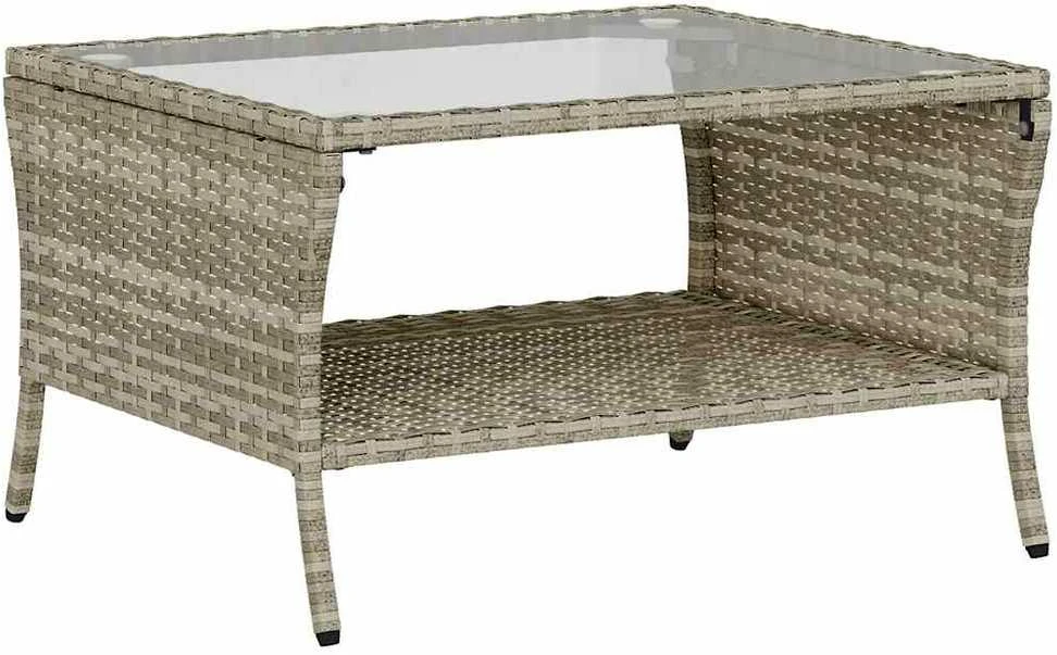 Dvivietė sodo sofa su pagalvėlėmis ir staliuku, šviesiai pilka