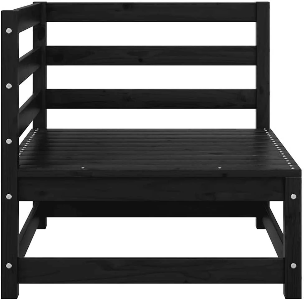 Dvivietė sodo sofa su pagalvėlėmis, juoda, pušies masyvas