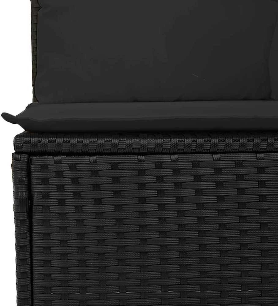 Dvivietė sodo sofa su pagalvėlėmis, juodos spalvos, poliratanas