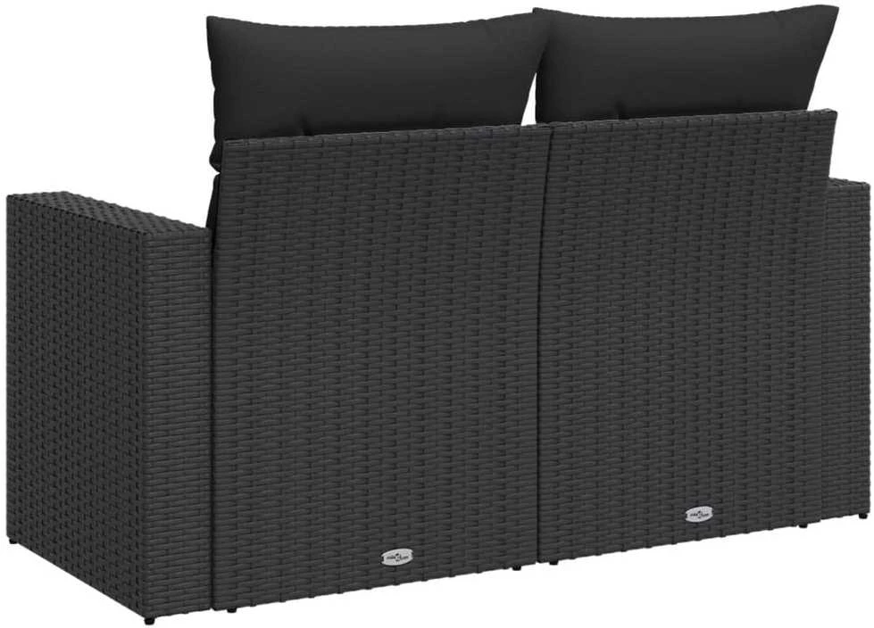 Dvivietė sodo sofa su pagalvėlėmis, juodos spalvos, poliratanas
